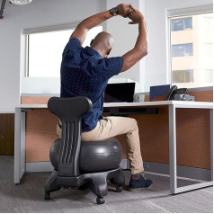 Anti-Burst Gymnastikballstuhl mit Rückenstütze - Yoga-Ballstuhl für Erwachsene, Behinderte, Schwangerschaft - Ergonomischer Balance Fitness-Stuhl für Büro Home Workout - Rollhocker für Bessere