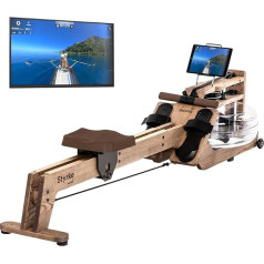 Skandika Styrke Premium Water Rowing Machine, Made in Germany, Rowing Machine Water Made of Wood, Kinomap App Function, Rowing Machine for Home, Solid Ash from Germany, Natural Rowing, up to 180 kg