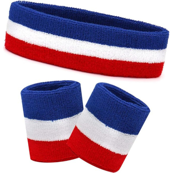 HikBill sweatbands set including sports headband and wrist sweatbands for running, cycling, jogging, tennis, football.