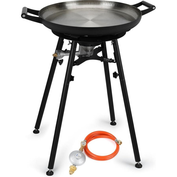 Onlyfire Portable Propane Cooking System, Outdoor Stove Burner with Φ54cm Iron Pot, British Gas Regulator for Outdoor Camping, Cooking