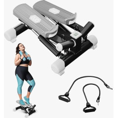 CLIÕ Premium Stepper for Exercise - Stair Treads Cardio Equipment with Resistance Bands, Mini Stepper with 145kg Weight Capacity, Optional Rotating Movement, Adjustable Height and LCD Monitor