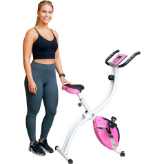 YYFITT Basic Foldable Fitness Exercise Bike with 16 Level Resistance, Countdown Exercise Monitor, Mobile Phone/Tablet Holder and Hand Pulse for Home (Pink)