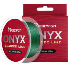 Piscifun - Onyx Braided PU Fishing Line, Non Stretchy, Abrasion Resistant, 350ft/1000yd, Tensile Strength 6lb/150lbs