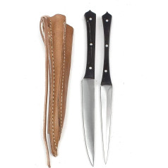 Vehi Mercatus Medieval Cutlery in Double Leather Sheath (Horn, Type 7)