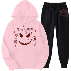 Women's Sweatsuit, Hooded Top and Sweatpants, Hoodie Set, Horror Bloody Jogging Bottoms Set, Hooded 2-Piece Sweatsuit Set, Loose Casual Lounge Set, Modern, Festive, Streetwear, Running