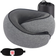 REIFOR Neck Pillow, Travel Pillow, Memory Foam Travel Pillow, Cotton Airplane Neck Pillow with Eye Cover and Storage Bag for Earplugs, Neck Pillow, Aeroplane (Black)