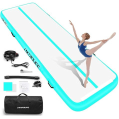 Hmtaolife Gymnastics Mat with Shoulder Strap Inflatable Training for Kids Thick Floor with Electric Pump for Home Water Fun Train 18m 30cm 30cm 50cm 50cm 6m Green White