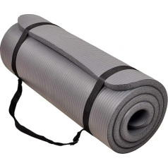 BalanceFrom GoCloud All-Purpose 1-Inch Extra Thick High Density Anti-Tear Exercise Yoga Mat with Carrying Strap (Grey)