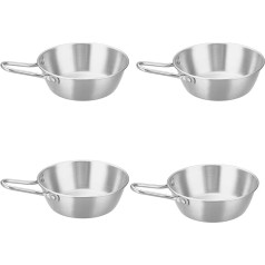 MLWSKERTY 4Pcs Edelstahl Camping Tasse Besteck Schüssel Set Kleine Kochgeschirr Set Mit Für Outdoor Rucksack Wanderungen