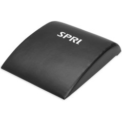 SPRI Ab Mat - Workout Mat Accessory for Abdominal Exercises, Sit-Ups, Crunches, Push-Ups, Core Training, and More - Portable Padded Shaped Mat with Curved Back Support for Toning Abs, Black