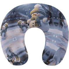 WYUSPGK Travel Pillow, Winter Snowman Print Neck Pillow, U-shaped Pillow, Travel Neck Pillow, Memory Foam Pillow, Aeroplane Pillow, Portable Pillow