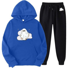 Jogginganzug Damen, Hooded und Trainingshose, Kapuzenpullover Set Gedruckt Halloween Jogginghose Set 2 Teiliges Kapuze Sweatsuit Set Loose Lässig Lounge Set Mode Festlich Bekleidungsset Jogger