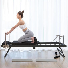 Foldable Pilates Reformer, Foldable Pilates Equipment for Home Training, Pilates Reformer Machine for Home and Gym, Max Weight 200kg