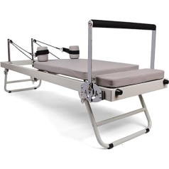 Pilates Reformer Machine Foldable with Head & Body Cushion, Exercise Fitness Workout Equipment for Home and Gym