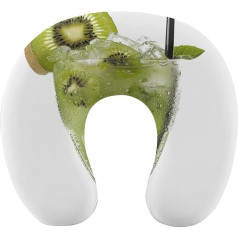 LHJKB U Shaped Travel Pillow, Memory Cotton, U Shaped Neck Pillow, Served with Kiwi Slices, Printed, Lightweight, Portable, Ideal for Airplane Chair, Car, Home, Office