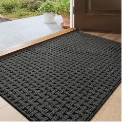 DEXI Dirt Trapper Mat Indoor 61 x 92 cm, Non-Slip Doormat, Absorbent Door Mat, Washable Door Mat for Dog, Entrance, Front Door & Hallway, Grey