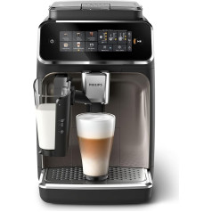 Philips 3300 Series Fully Automatic Coffee Machine - 6 Drinks, Modern Colour Touch Screen Display, LatteGo Milk System, SilentBrew, 100% Ceramic Grinder, AquaClean Filter, Black Chrome (EP3347/90)