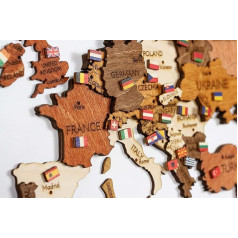 World Flags Wooden Markers (Pack of 346) Self-Adhesive Thumb Nails Card Pins - for Pin Board, Wooden Map, Office