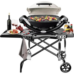 GFTIME Portable Grill Cart for Weber Q1000, Q2000 Series Gas Grills, Trolley for Blackstone 43 cm, 56 cm Table Grill Plates, Portable Grill Stand