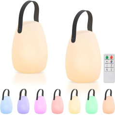 Battery Outdoor Lamp Portable LED Outdoor Table Lamp with 8 Colours RBG IP45 Waterproof Rechargeable Dimmable Outdoor Wireless Table Lamp for Table Bar Patio Decoration (Plastic Handle)