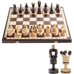 Stunning Royal Gambit Large Wooden Chess Game Inlaid Royal 50 cm/20 Inch Deluxe Chess Board and Chess Pieces for Adults and Children