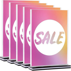 A4 (Pack of 5) Acrylic Stand, Table Stand, T-Shape, A4 Stand, Advertising Stand, T Stand, Menu Card Holder Made of Crystal Clear Acrylic for Restaurants, Menus, Documents, Office