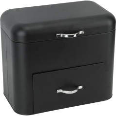 Large Farmer's Bread Container, Iron Bread Bin with 2 Shelves, Extra Large Capacity for Bread and Baked Goods (Black)