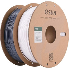 eSUN PETG Filament 1.75 mm, PETG 3D Printer Filament, Measurement Accuracy +/- 0.03 mm, 1 kg per Spool, 2 Spools 3D Printing Filament for 3D Printer, Plain White, Plain Grey