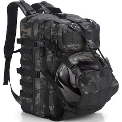 YOUNGOA Military Backpack 45L, Army Tactical Bag Backpack for Men Women, Molle Helmet Motorcycle Backpack Many Compartments for Outdoor Survival Camping Sports Trekking Hiking, Green camouflage paint,