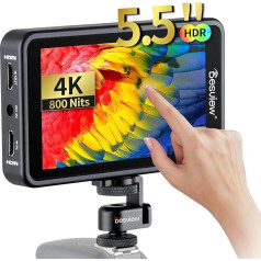 Desview R5II Touchscreen Camera Field Monitor 5.5 Inch Camera Monitor with Sun Visor Hood / 4K HDMI, 800Nits 178° Wide Angle, 1920 x 1080 IPS 3D LUT Video Peaking Focus Assist for DSLR Cameras