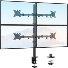 IMtKotW Monitor Table Mount 4 Monitors for 17 - 32 Inch Screens, Super Long Bar Monitor Mount Tiltable Swivel and Height Adjustable Monitor Mount Support 9 kg per Arm VESA 75/100 mm