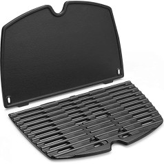 7645 Cast Iron Cooking Grate for Weber Q200, Q220, Q2000, Q2200 Series, 27.3 x 38.9 cm Grill Pan Replacement Parts for Weber Grill Set with Grill Grate Replacement Parts (6559 + 7645 Grill Plate)