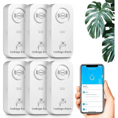 Water Detector WLAN (2.4G WiFi), 90 dB WiFi Water Detector Water Alarm and App Alarm, Water Sensor Alarm for Pipes, Bedroom, Kitchen, Bathroom, Basement (Pack of 6)