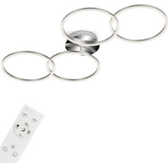 BRILONER - LED Ceiling Light Dimmable with Remote Control, Swivelling LED Ceiling Light, Warm White, Neutral White, Cool White, Round, Brushed Aluminium, Chrome, 958 x 530 x 100 mm (L x W x H),