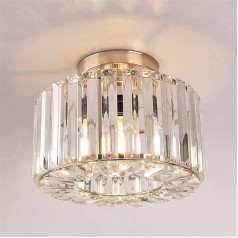 FRIDEKO HOME Crystal Ceiling Light Gold - Modern K9 Crystal Chandelier Metal Round Lampshade E27 Socket Ceiling Light for Dining Room Living Room Bedroom Hallway Diameter 22 cm