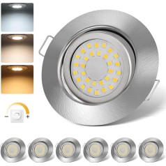cloksh LED Recessed Spotlight 230 V Dimmable LED Spotlights 5 W IP44 Bathroom Recessed Lights Swivelling Ceiling Spotlights Warm White 3000 K Neutral White 4000 K Cool White 6000 K Recessed Spotlights