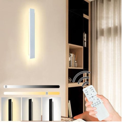 ZTWLEED 12 W Long Wall Lamp, LED Wall Light Indoor with Remote Control 2.4 G, 40 cm Dimmable Wall Lamp 3000 K - 6000 K RA≥80 White Modern Wall Light for Living Room Bedroom Stairs Hallway AC 220 V