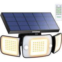 intelamp Solar Lights Outdoor 6000 mAh Battery Solar Security Motion Sensor Light with Remote Control High Brightness IP65 Waterproof LED Floodlights Outdoor Garden Lights