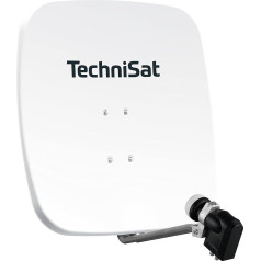 TechniSat SATMAN 65 PLUS Satellite Dish for 2 Subscribers (65 cm Sat Mirror with Mast Mount and 40 mm Universal Twin LNB) White