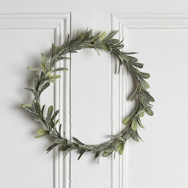 Lights4fun 32 cm Door Wreath Simple Mistletoe Wreath Christmas Decoration Modern Advent Wreath