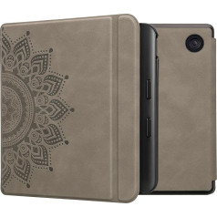 kwmobile Case Compatible with Kobo Kobo Libra Colour/Tolino Vision Colour Case - Faux Leather Cover - Rising Sun Grey