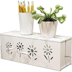 Verve Jelly Power Cable Storage Box Removable Cable Box Socket Box Cable Collector Storage Box for Cable Management Charging Cable PVC Plastic with Ventilation Wood Texture Organiser