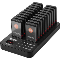 VEVOR Restaurant Pager System, Wireless Queue Signal with 400m Range, Beeper for Guest Answer with Vibration and Flashing, 20 Pagers for Food Truck, Church, Nursery