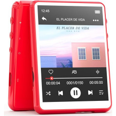 MECHEN Bluetooth 5.3 MP3 Player with Touch Screen, 64GB MP3 Player with Speaker, HiFi Sound, FM Radio, Music, Video, E-Book, Voice Recorder, Includes Protective Case (Red)