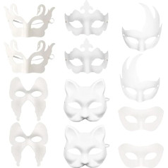 Smilbaley Pack of 12 White Masks, Party White Mask, White DIY Paper Mask, Mask DIY, for Carnival, Role Play, Halloween Parties