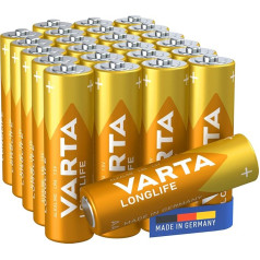 Varta Alkaline Long Life AA Mignon LR6 Batteries (Pack of 24), Made in Germany. Ideal for Remote Control, Radio, Alarm Clock and Clock