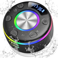 PRSCFUM Bluetooth Speaker, Music Box Bluetooth, Bluetooth 5.3 Box, IP7 Waterproof Small Speaker with Light, Bathroom Speaker with Suction Cup, for Bathroom, Party, Travel