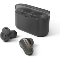 PHILIPS TAT6908BK True Wireless Headphones | In-Ear Bluetooth Earbuds | IPX4 Splash Protection | 28 Hours Playback with Charging Bag | 4 Silicone Ear Plug Sizes | Microphone | USB-C Cable | Black