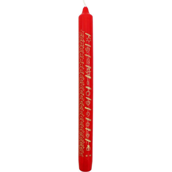Ebersbacher Kerzenfabrik GmbH Advent Calendar Candle Stars Red with Gold Print Approx. (Diameter x Height) 22 x 250 mm