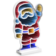 Idena 30551 LED Infinity Mirror Santa Claus Approx. 25 x 8 x 40 cm, Decorative Lamp with 288 SMD LEDs and 3D Effect, Christmas Decoration for Indoor Use, with Power Supply and 3 m Cable